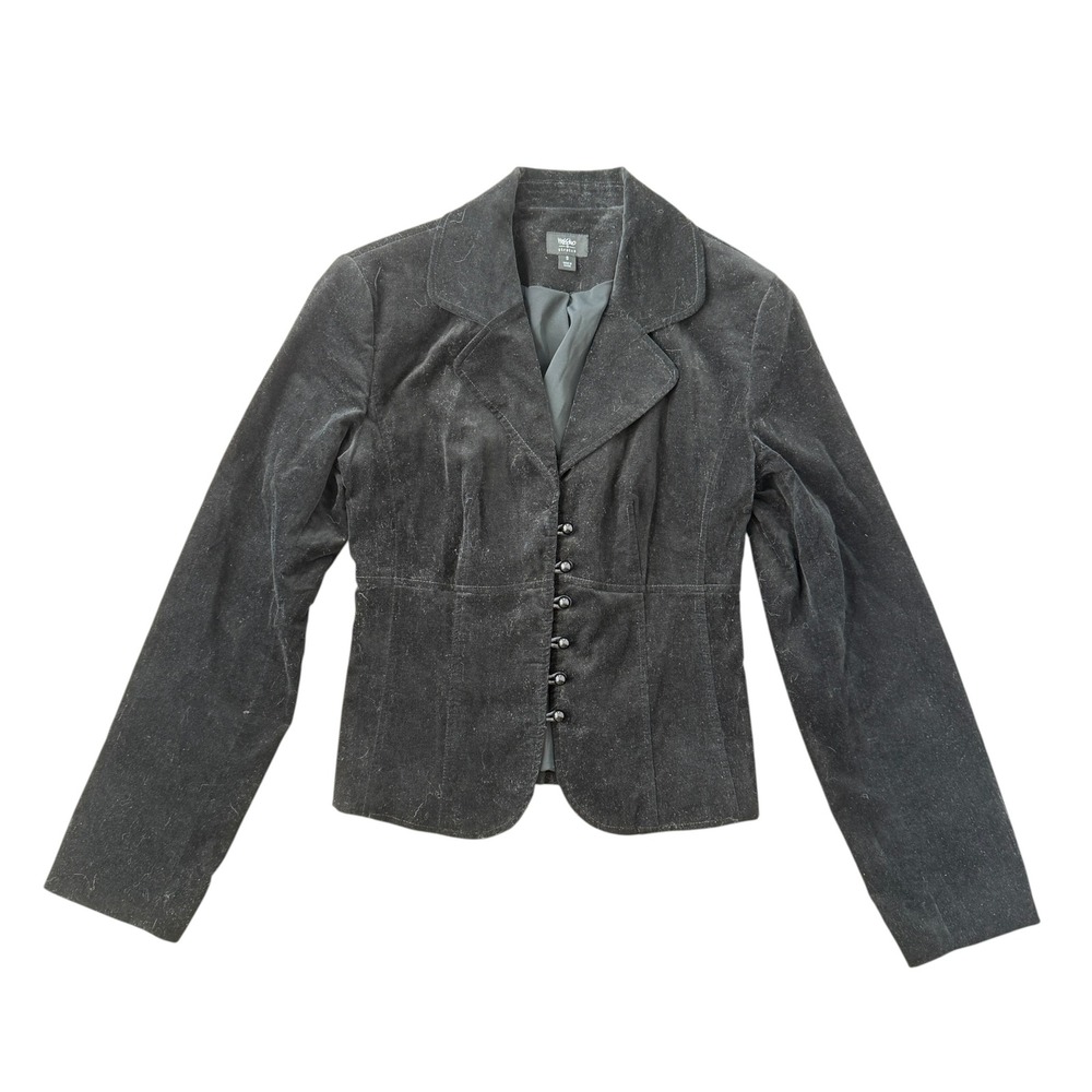 Mossimo Velvet Peplum Blazer Gothic Victorian Corset Jacket S Black y2k Military